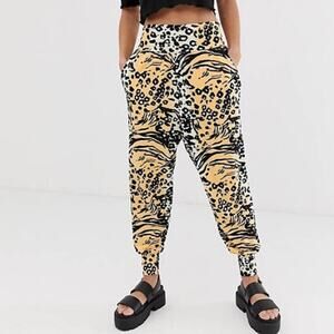 ASOS Harem Pants In Bright Animal Print